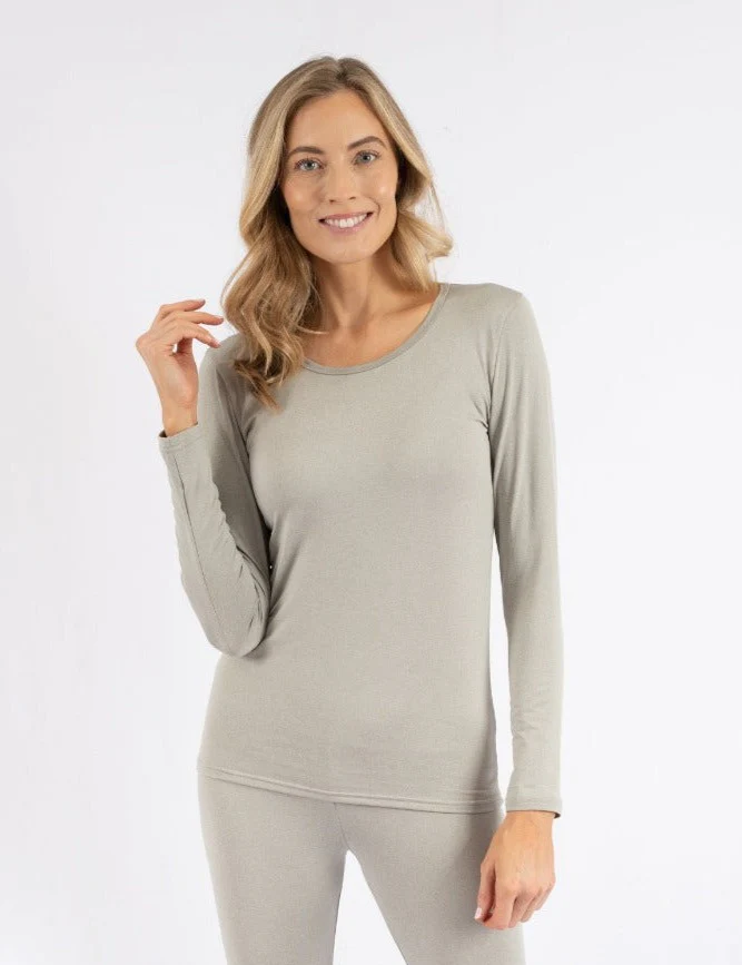 Women's Neutral Solid Color Thermal Pajamas - Image 8